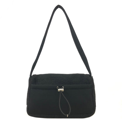 PRADA Triangle Logo Knit Shoulder bag Hobobag Black Vintage bdfyh6