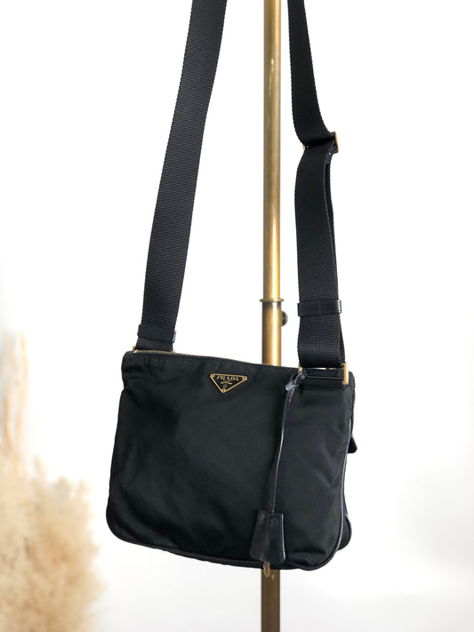 PRADA Triangle Logo Padlock Shoulder bag Black Vintage p4re3s