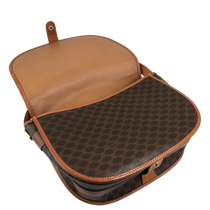 CELINE Macadam Blason Flap Shoulder bag Brown Vintage kv7fz3