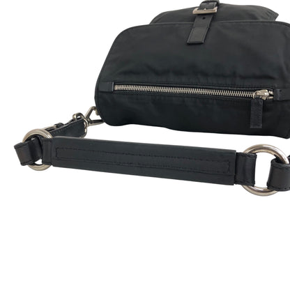 PRADA Triangle Logo Front Buckle Shoulder bag Black Vintage n23xhp