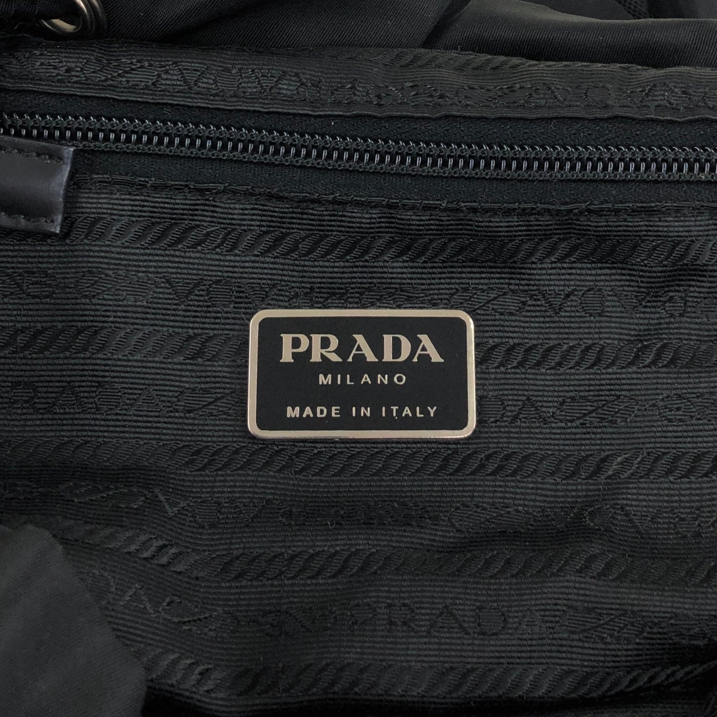 PRADA Tessuto Triangle Logo Double Pocket Backpack Black Vintage mehbr8