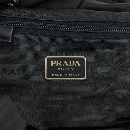 PRADA Tessuto Triangle Logo Double Pocket Backpack Black Vintage mehbr8