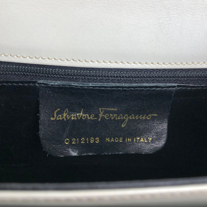 Salvatore Ferragamo Gancini Two-way Handbag Shoulder bag White Vintage wi32m8