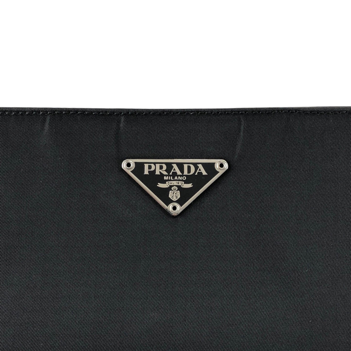 PRADA Tessuto Triangle Logo Handbag Black Vintage 4hjz48