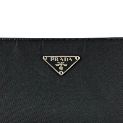 PRADA Tessuto Triangle Logo Handbag Black Vintage 4hjz48
