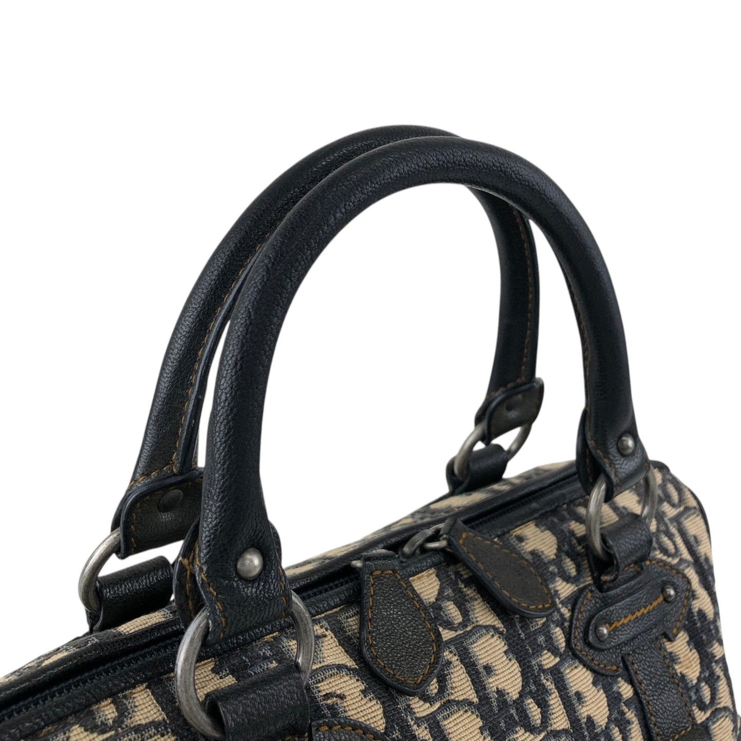 Christian Dior Trotter Small Boston bag Handbag Navy Vintage yrrvj3