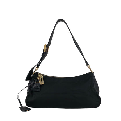 PRADA Triangle Logo Padlock Shoulder bag Black Vintage diw6aj
