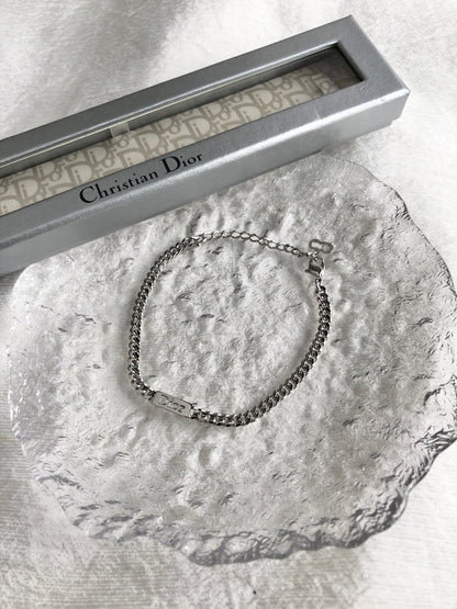 Christian Dior Logo Motif Bracelet Silver Vintage kwbdp7