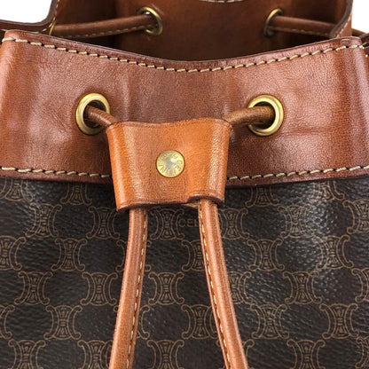 CELINE Macadam Blason Drawstring Shoulder bag Brown Vintage wc85jm