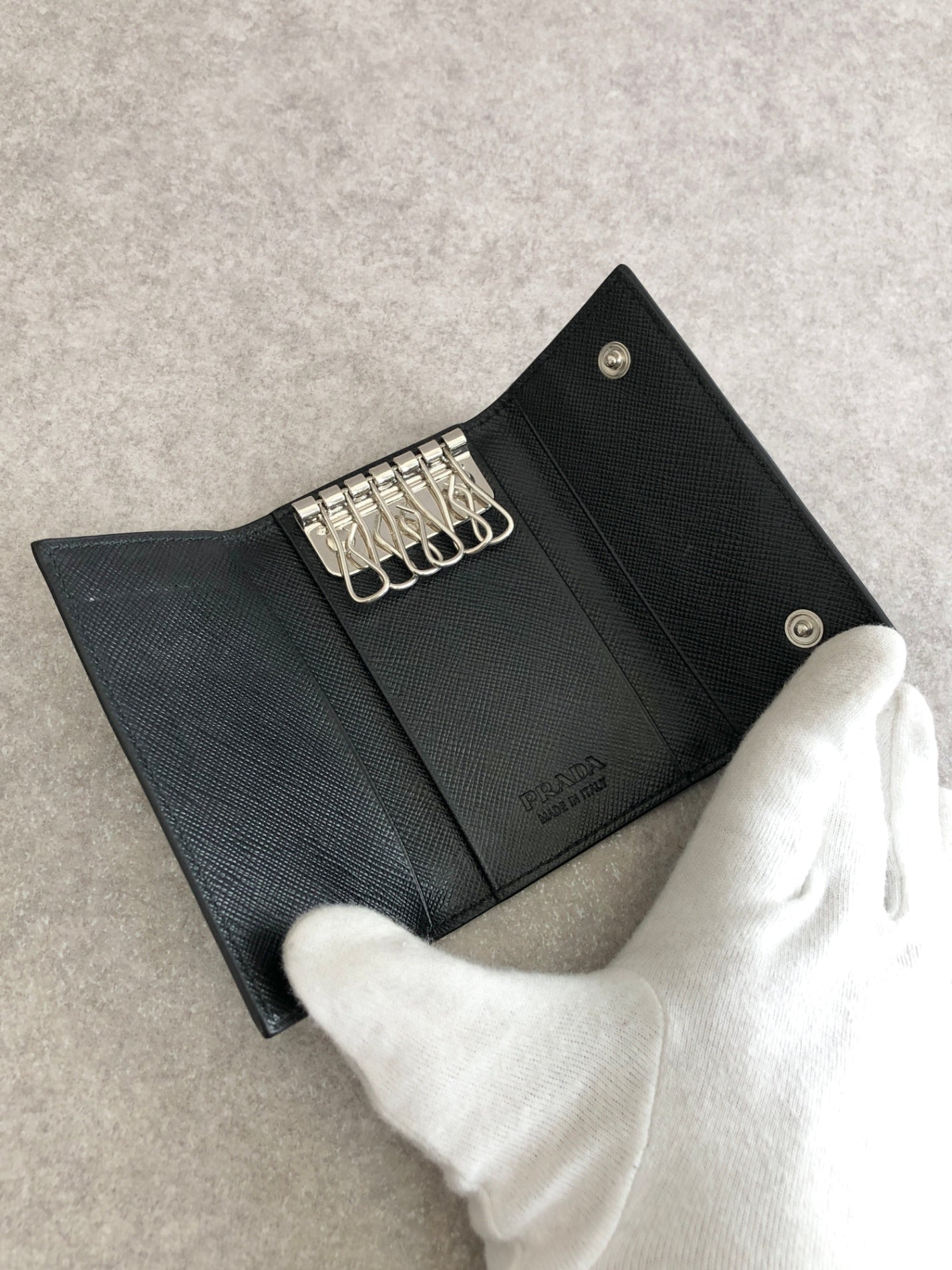 PRADA Logo Key Case Black Vintage rrb4c7