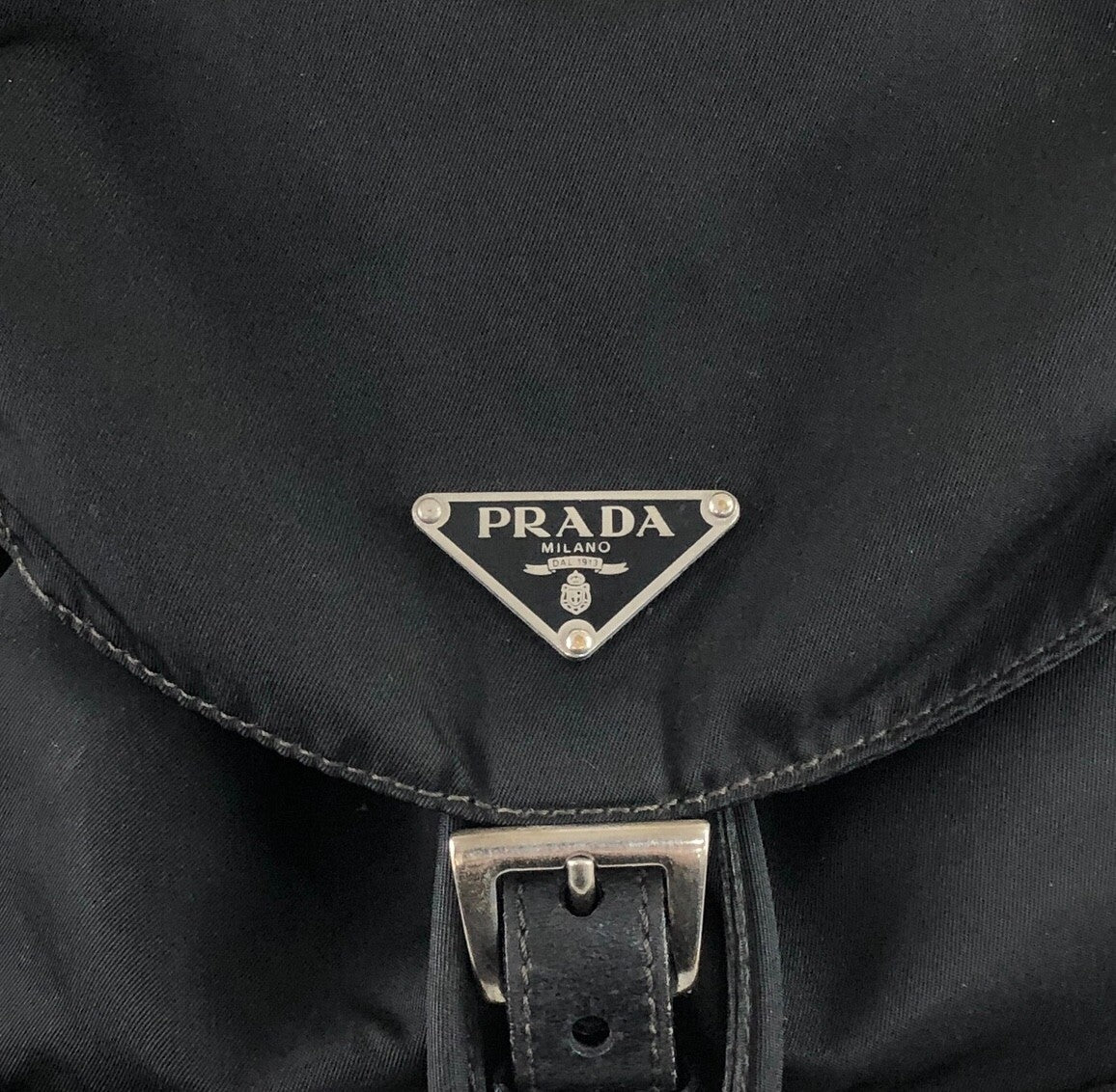 PRADA Triangle Logo Double Pocket Backpack Black Vintage b5dwmu