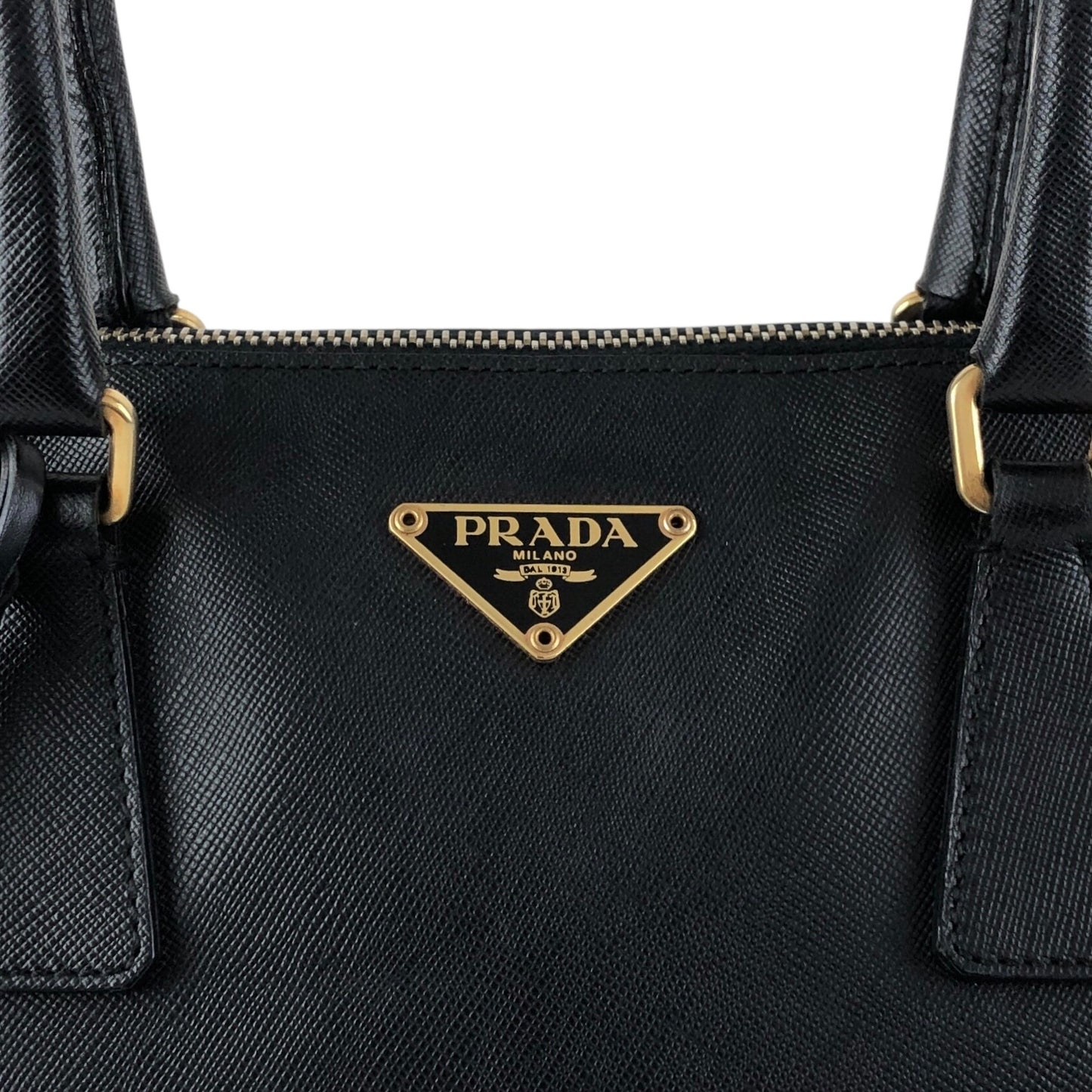 PRADA Triangle Logo Handbag Black Vintage wxkttk