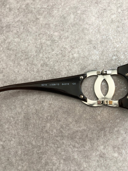 CHANEL Coco Mark Sunglasses Brown Vintage 2naxv6