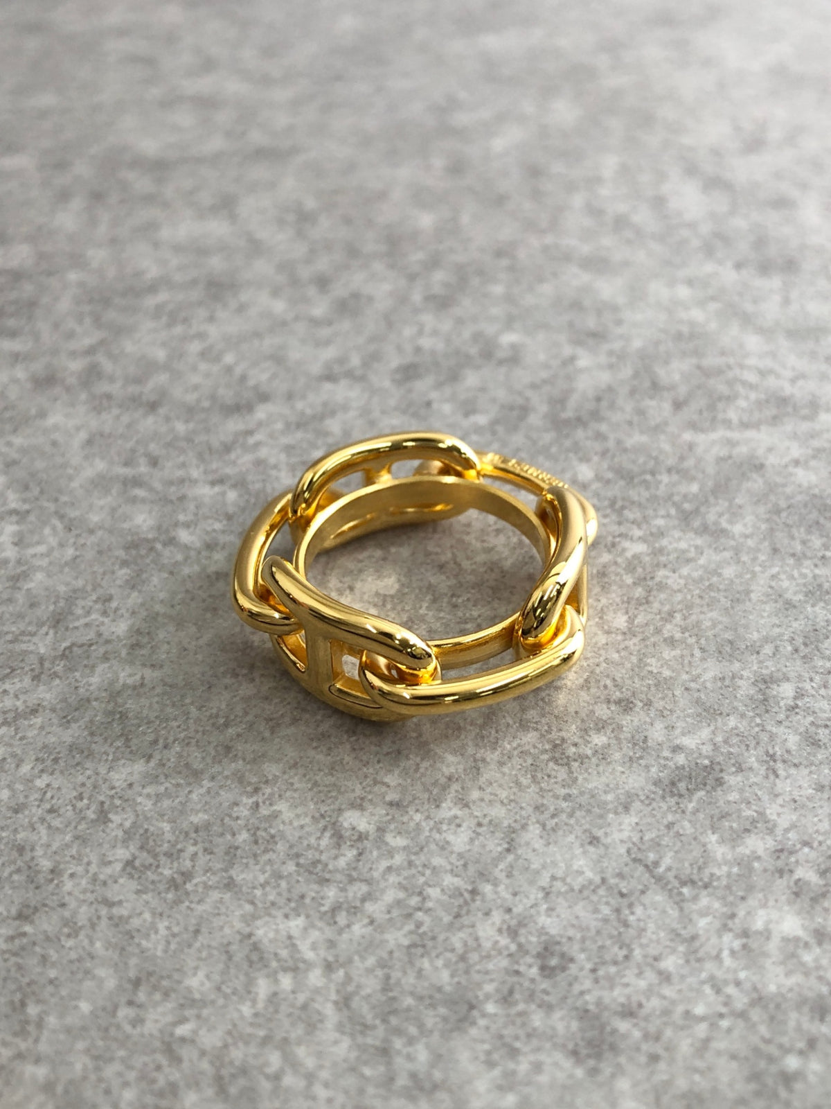 HERMES Scarf Ring Gold Vintage ykftau