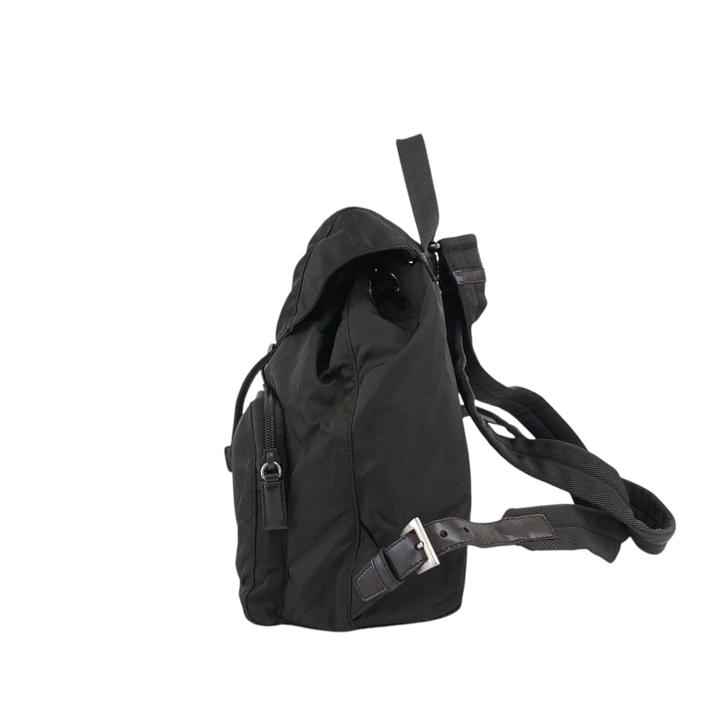 PRADA Triangle Logo Double Pocket Backpack Brown Vintage 65znig