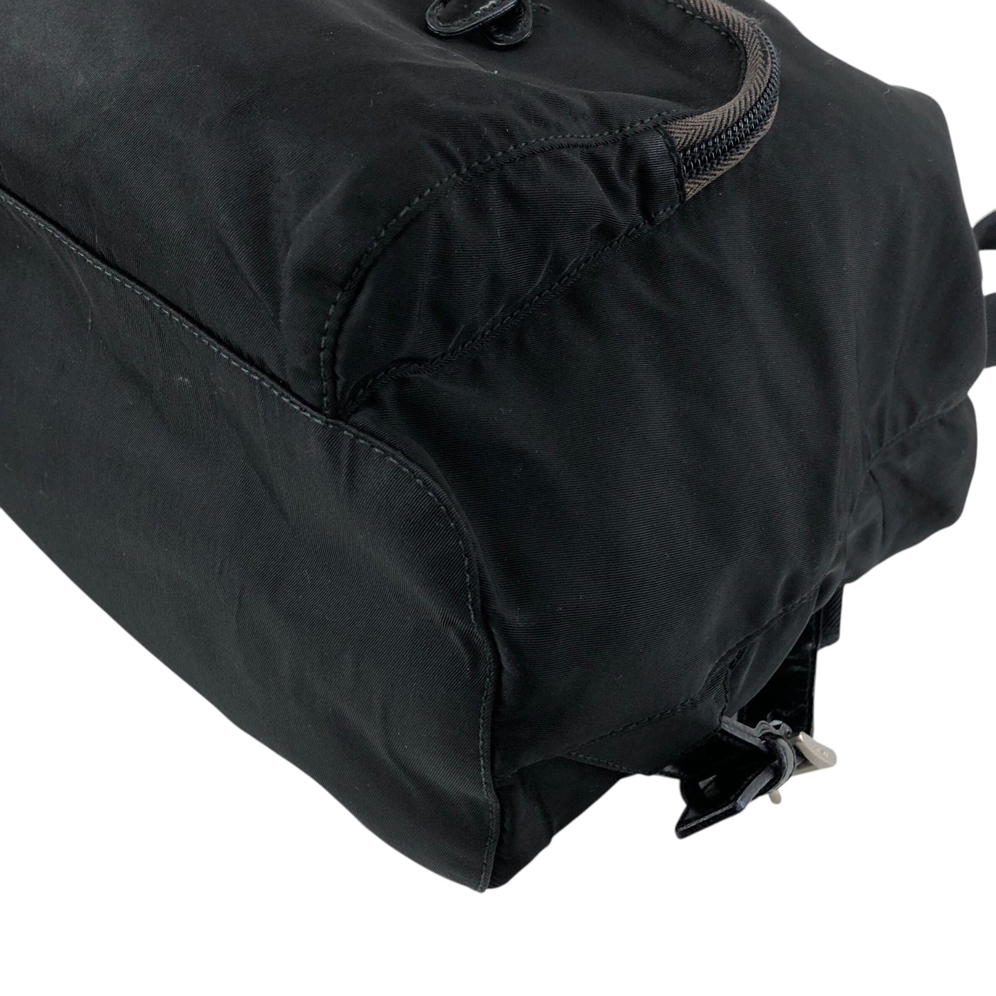 PRADA Tessuto Triangle Logo Front Buckle Backpack Black Vintage f788mi