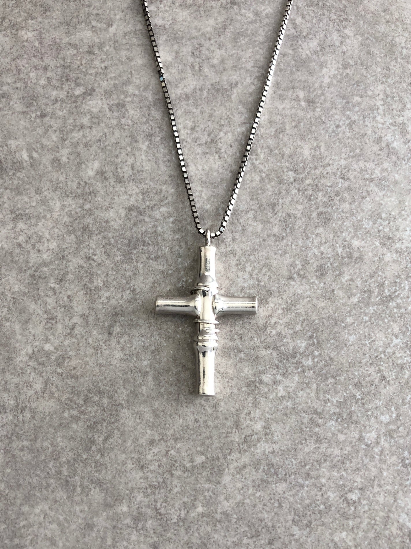 GUCCI Bamboo Cross Motif SILVER925 Necklace Silver Vintage 2rvcss