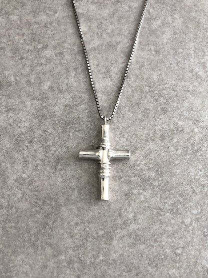 GUCCI Bamboo Cross Motif SILVER925 Necklace Silver Vintage 2rvcss