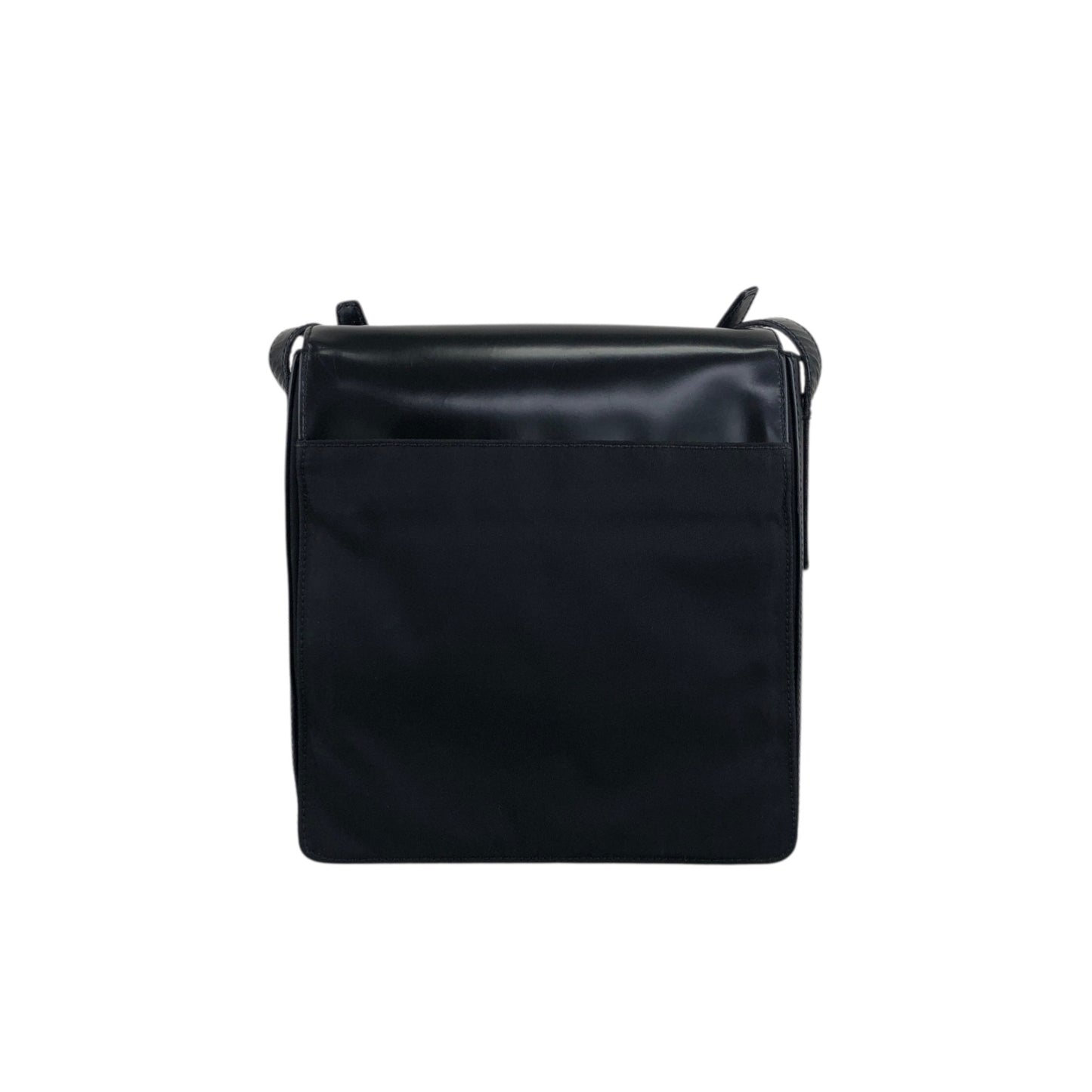 PRADA Logo Front Buckle Shoulder bag Black Vintage fyhckn