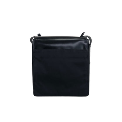PRADA Logo Front Buckle Shoulder bag Black Vintage fyhckn