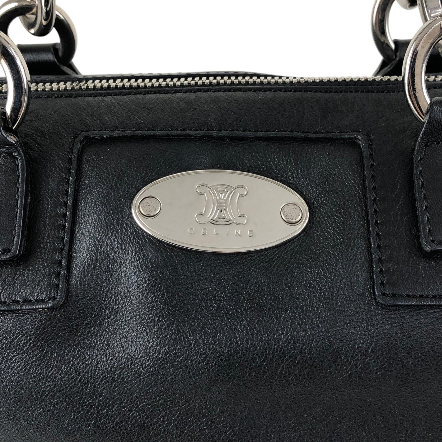 CELINE Blason Shoulder bag Black Vintage ftjas7