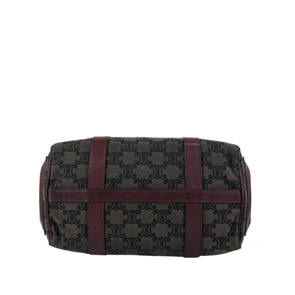 CELINE Blason Small Boston bag Handbag Gray Bordeaux Vintage iksjrc
