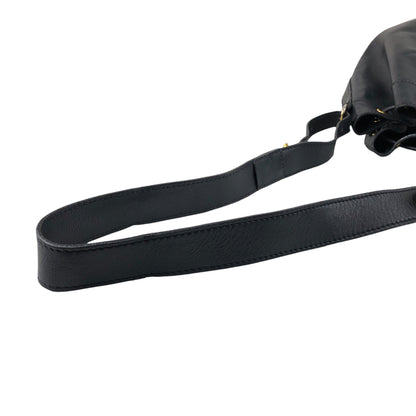 CELINE Gancini Drawstring Shoulder bag Black Vintage 4g3rt5