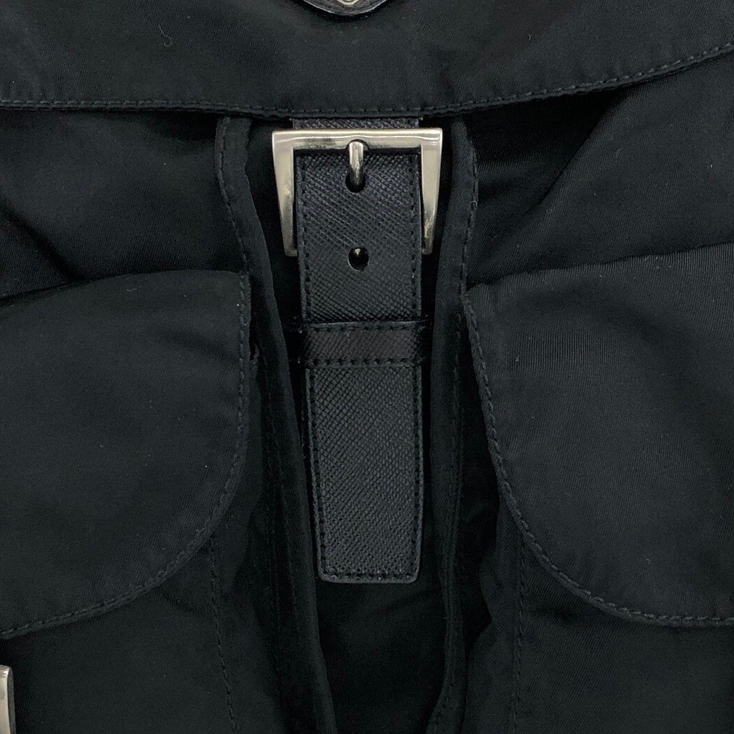 PRADA Triangle Logo Double Pocket Backpack Black Vintage k6vxbj