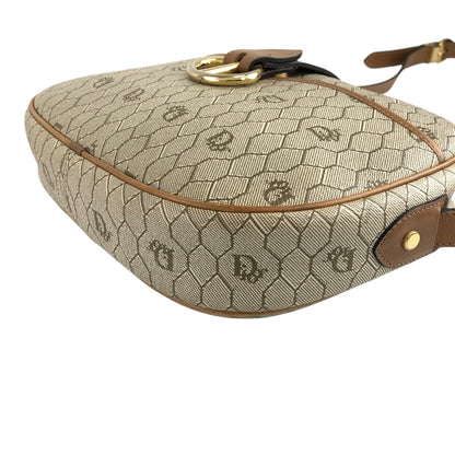 Christian Dior Honeycomb Pattern Round Shoulder bag Beige Vintage rd2a45
