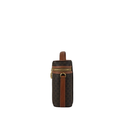 CELINE Macadam Circle Logo Charm Two-way Shoulder bag Vanity bag Brown Vintage 6zcbz5