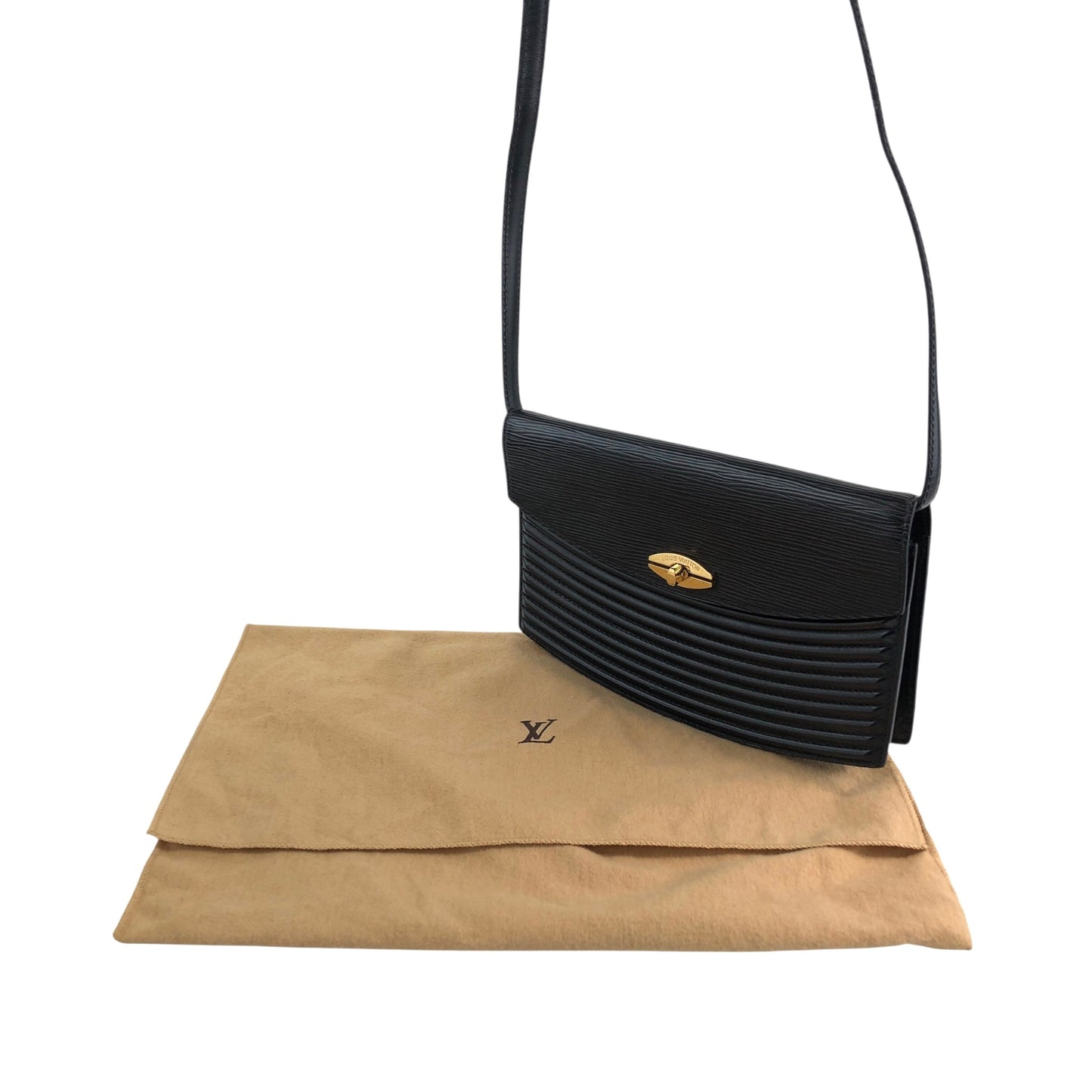 LOUIS VUITTON Epi Turn Lock Shoulder bag Black Vintage 6y7n33