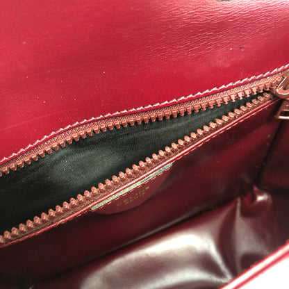 CELINE 掛鎖皮革斜背包 波爾多紅 復古 28epaz 