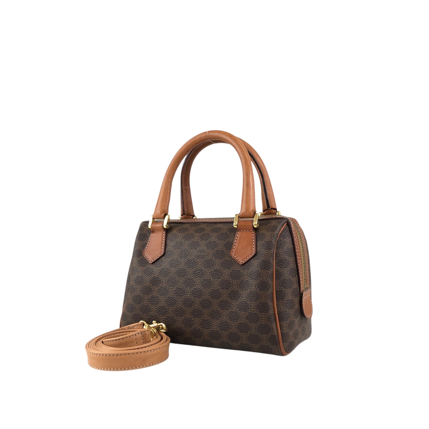 CELINE Macadam Two-way Small Handbag Shoulder bag Brown Vintage 6ryc2n