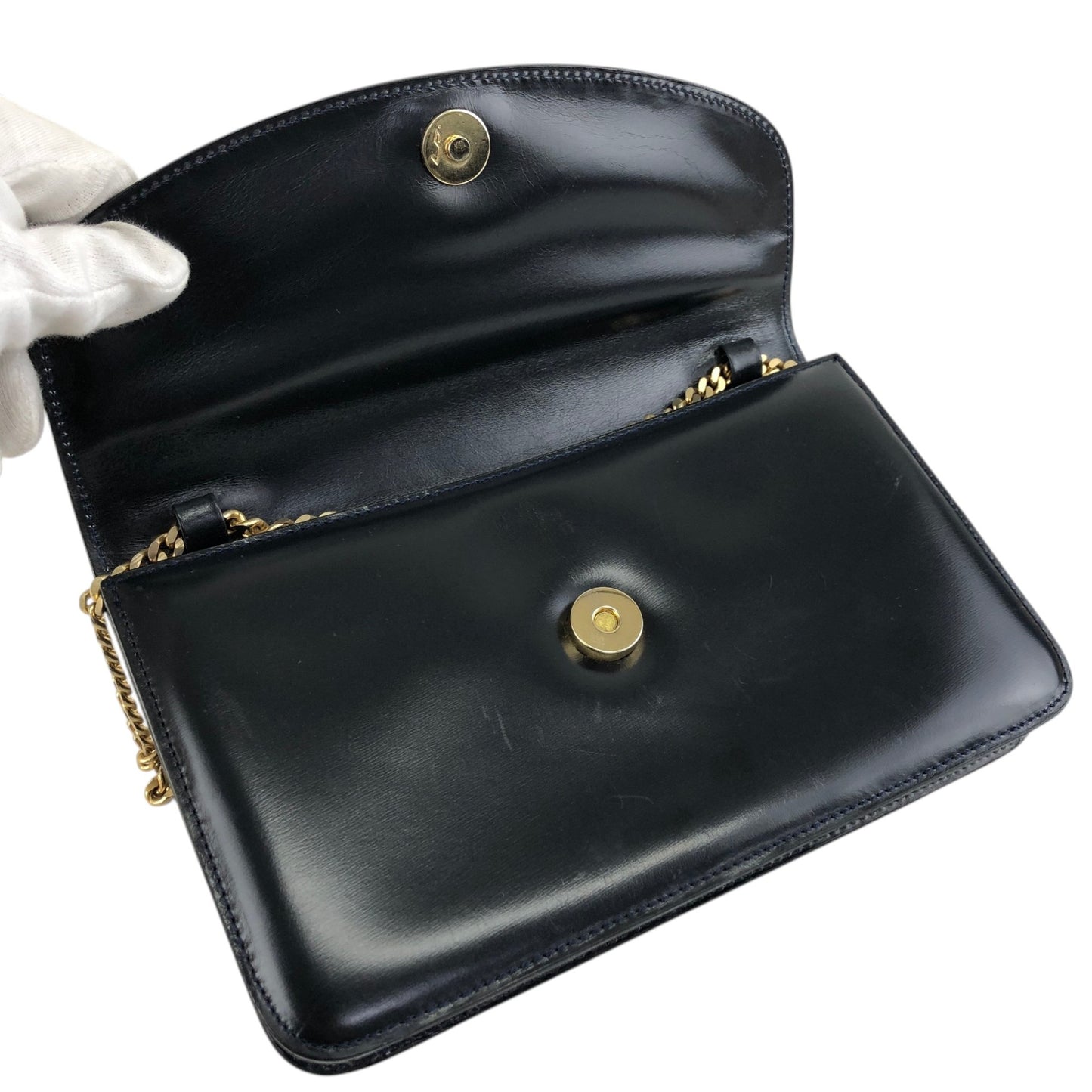 CELINE Triomphe Chain Shoulder bag Black Vintage thnjzk
