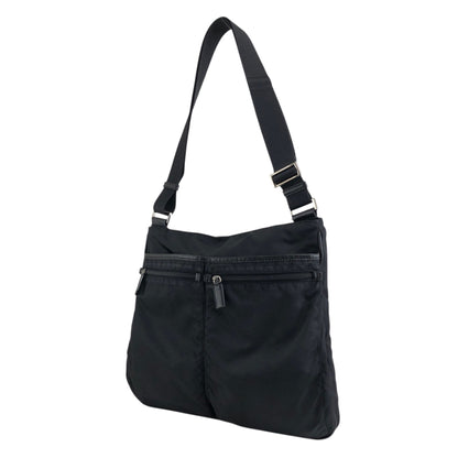 PRADA Tessuto Triangle logo Padlock Small Boston bag Handbag Black Vintage a5w87e