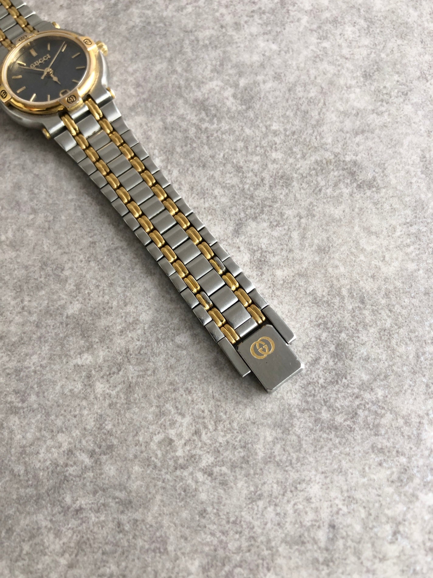 GUCCI GG Motif Watch Silver×Gold 9100L Vintage vgjnar