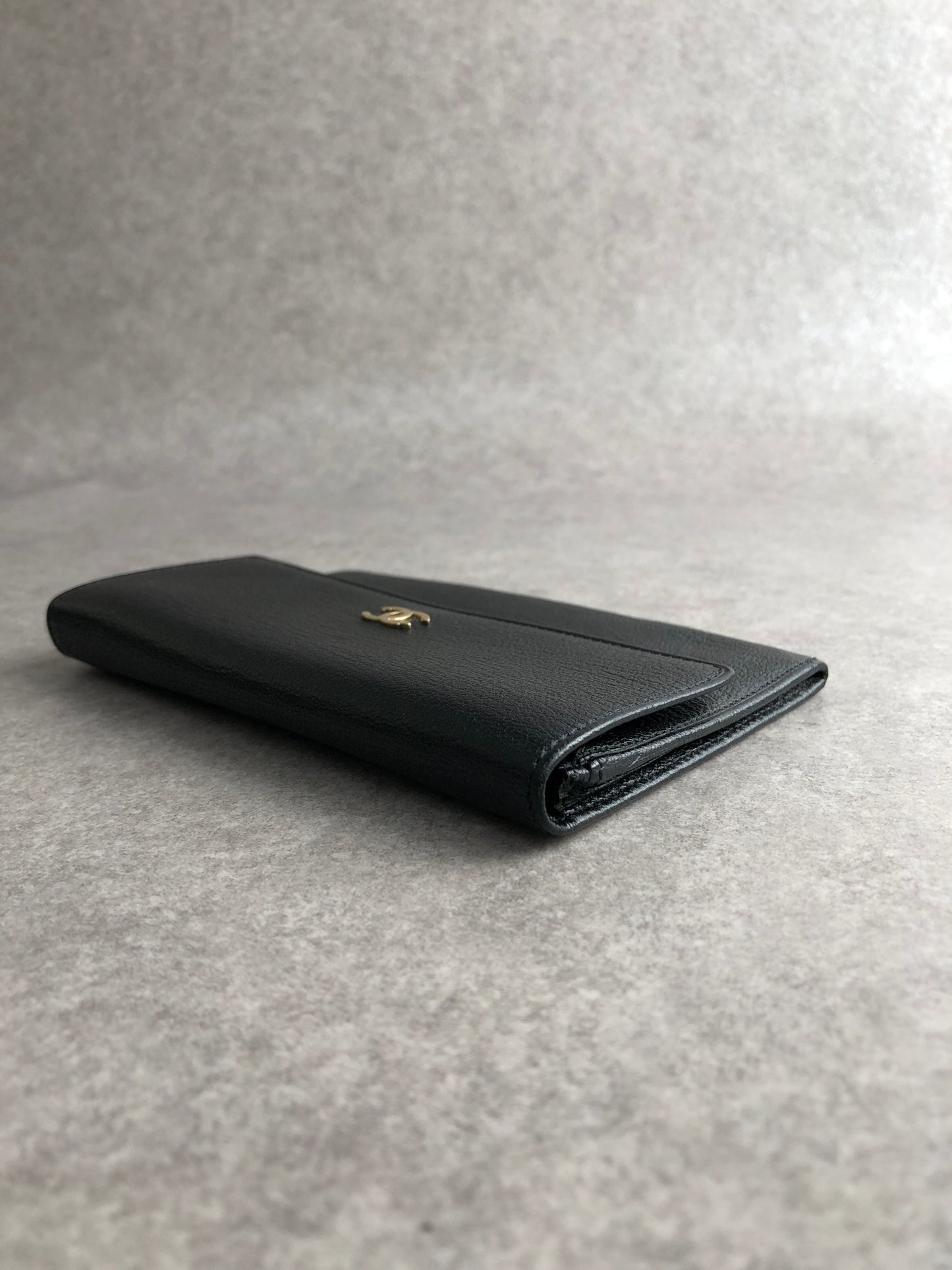 CHANEL Coco Mark Folded Wallet Black Vintage b46bgz