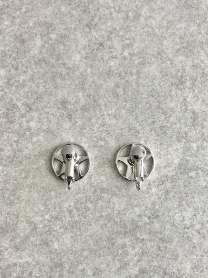 Christian Dior Logo Earrings Silver Vintage dun6w3