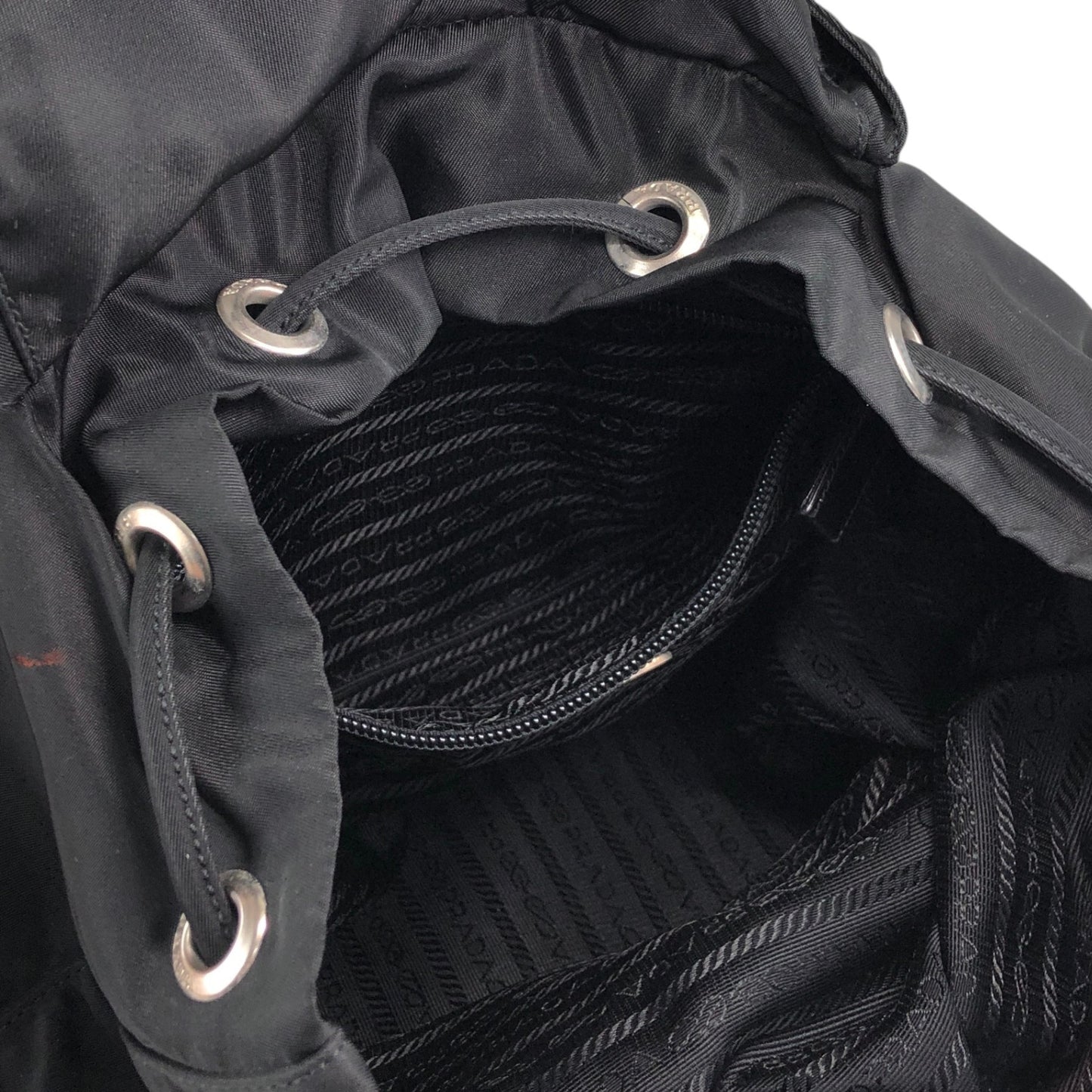 PRADA Tessuto Triangle Logo Front Buckle Backpack Black Vintage bde87k