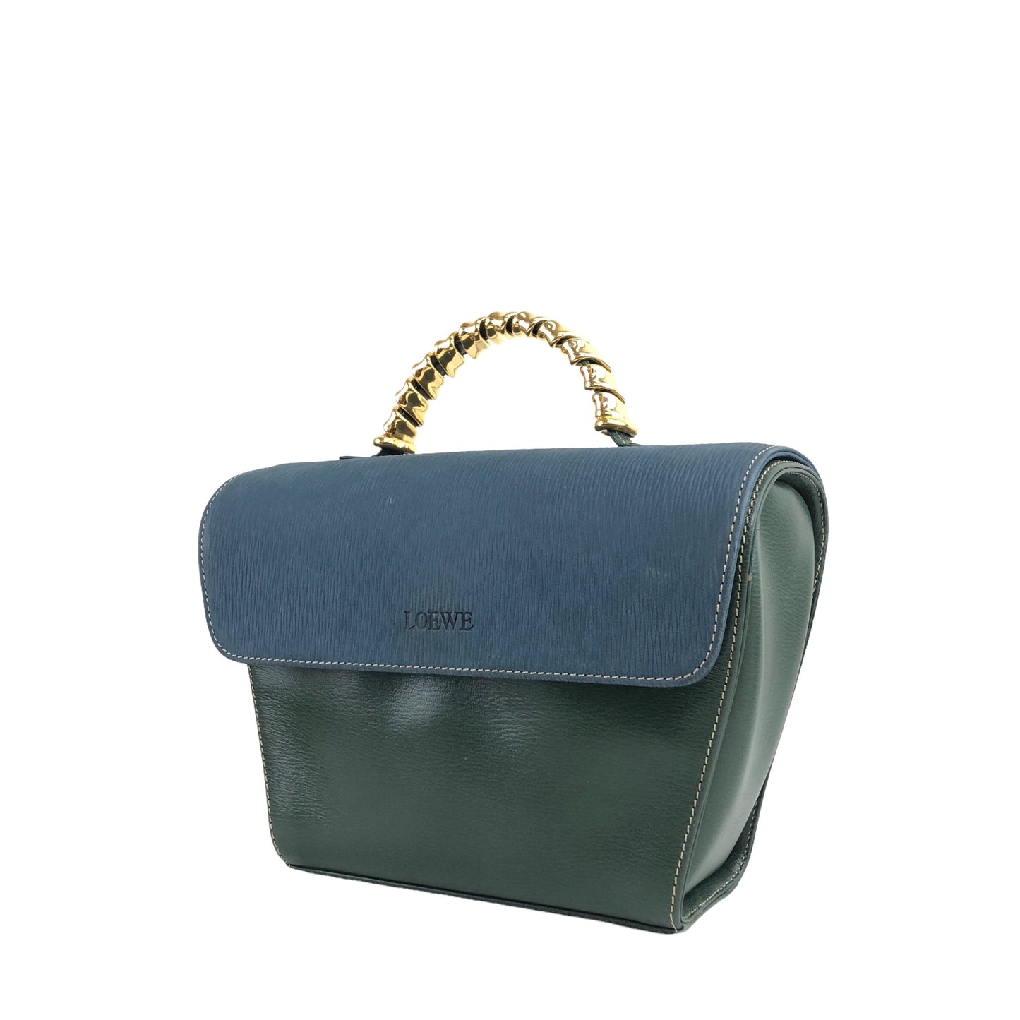 LOEWE Velazquez Handbag Vanity bag Blue×Green Vintage e3ji6u