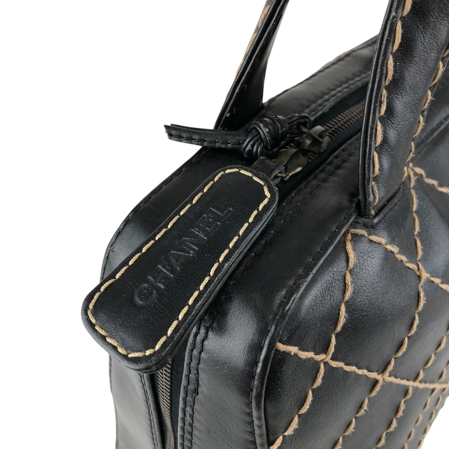 CHANEL Coco Mark Wild Stitch Totebag Black Vintage hvn8p8