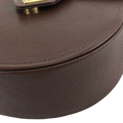 Yves Saint Laurent YSL Logo Leather Round Shoulder bag Brown Vintage b735mp