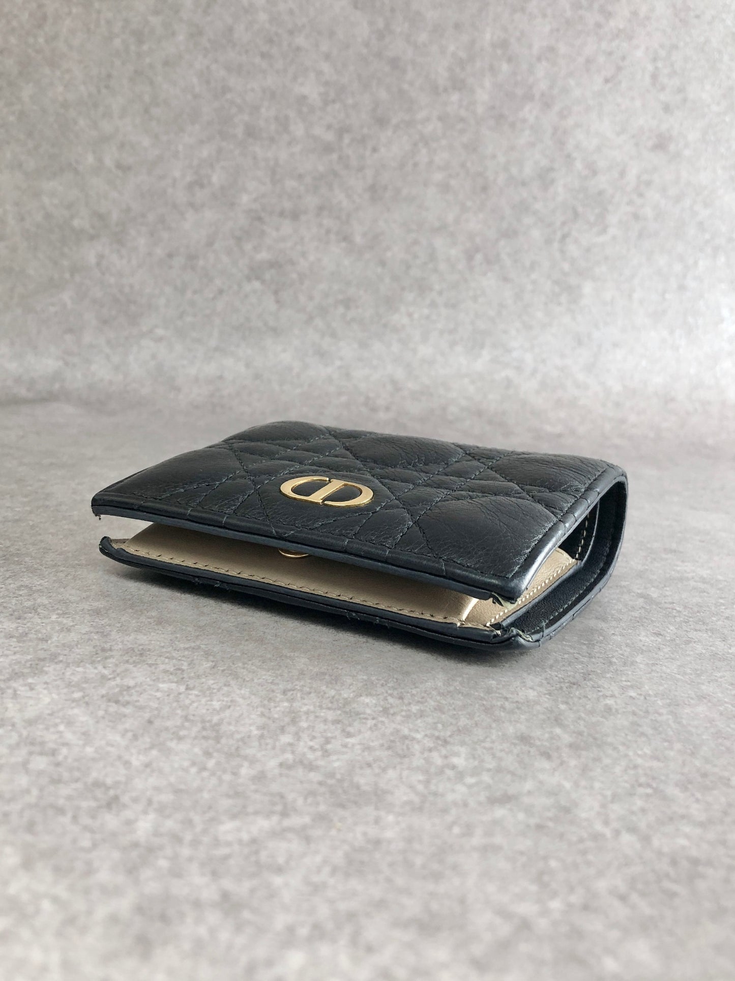 Christian Dior CD Logo Folded Wallet Black Vintage amw4xa