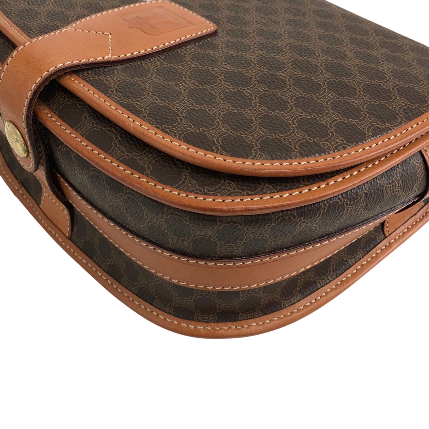CELINE Macadam Blason Flap Shoulder bag Brown Vintage 2etvvm