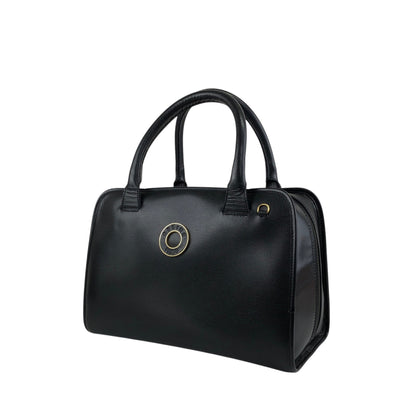 CELINE Circle Logo Handbag Boston bag Black Vintage sb46fs