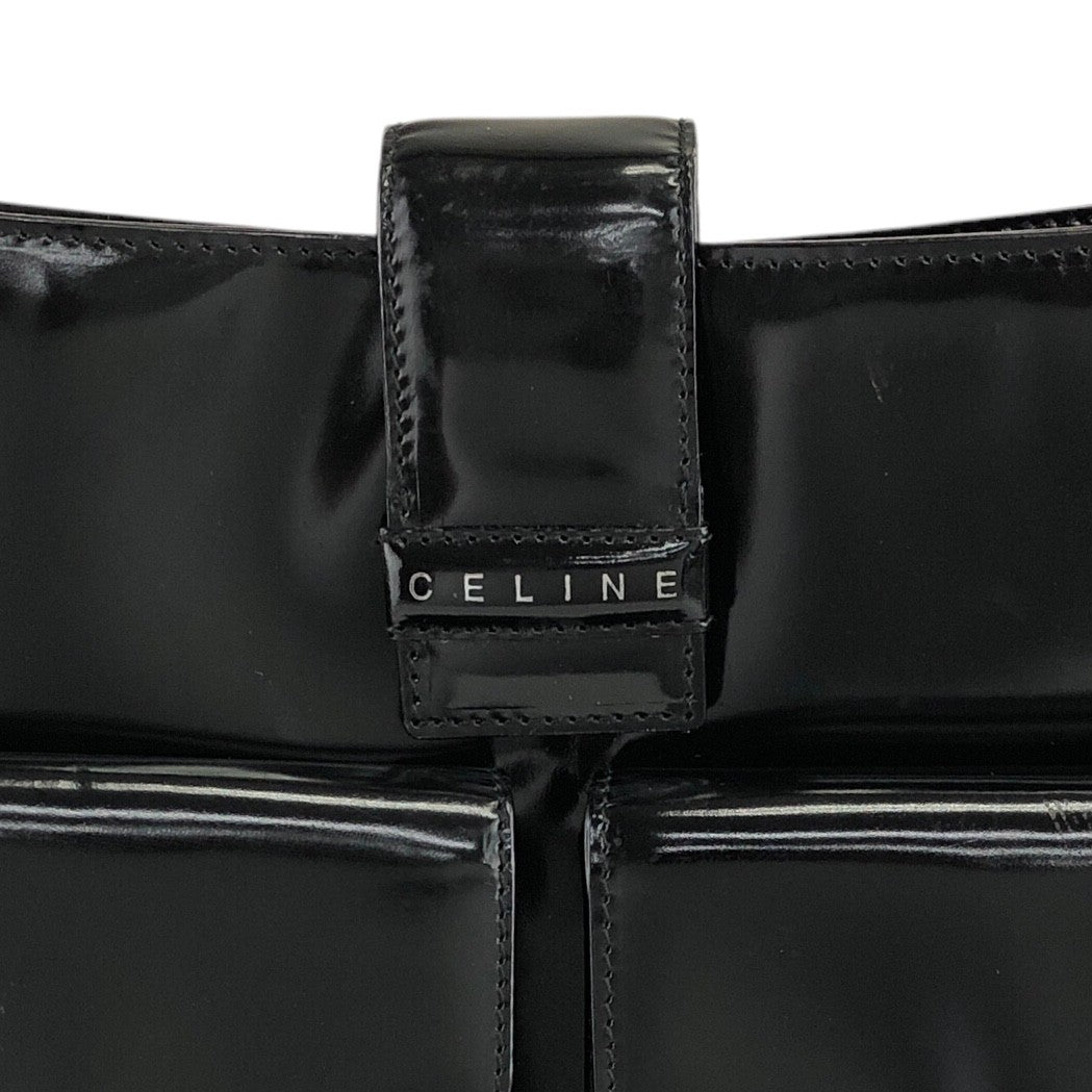 CELINE Logo Shoulder bag Black Vintage tabt7f