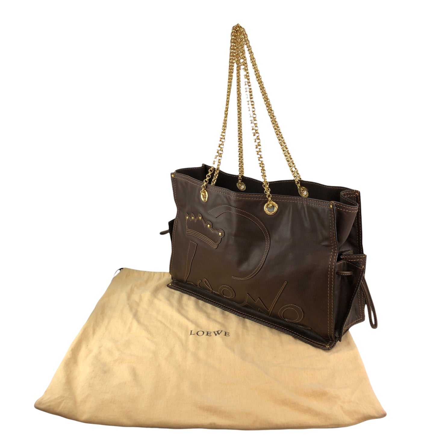 LOEWE Logo Chain Totebag Brown Vintage xy3fjn