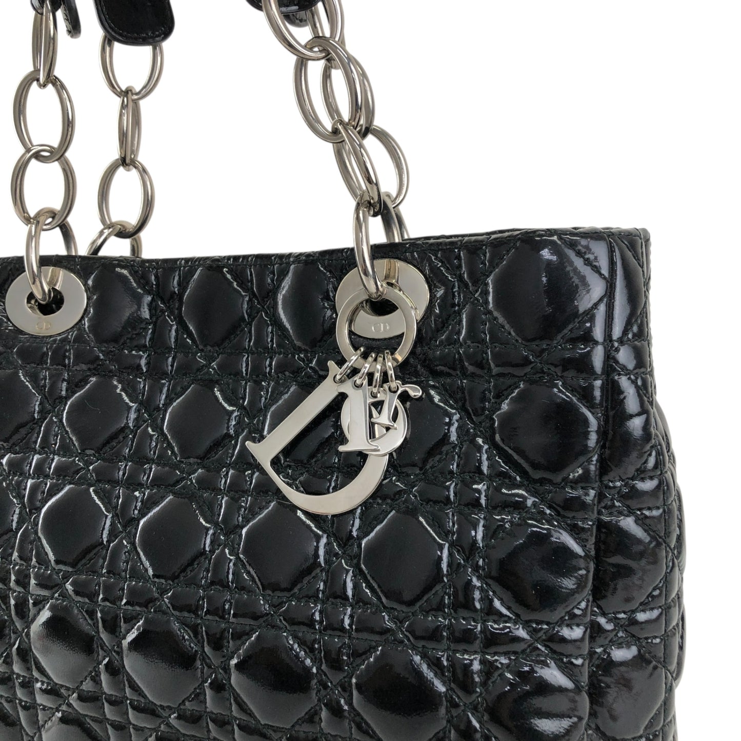Christian Dior  Cannage Chain Handbag Black Vintage dthmxy