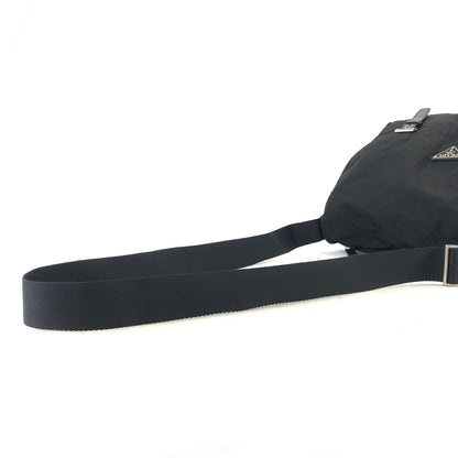 PRADA Triangle Logo Double Pocket Nylon Shoulder bag Black Vintage rnrirz