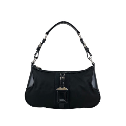 PRADA Triangle Logo   Shoulder bag Hobobag Black Vintage 4nfw5t